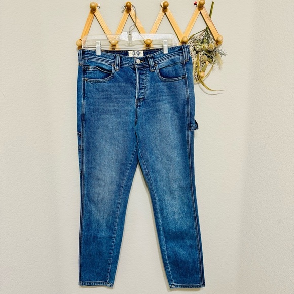 We The Free Free People Maggie May Carpenter Button Fly Denim Blue Jeans Sz 29 - Picture 2 of 9